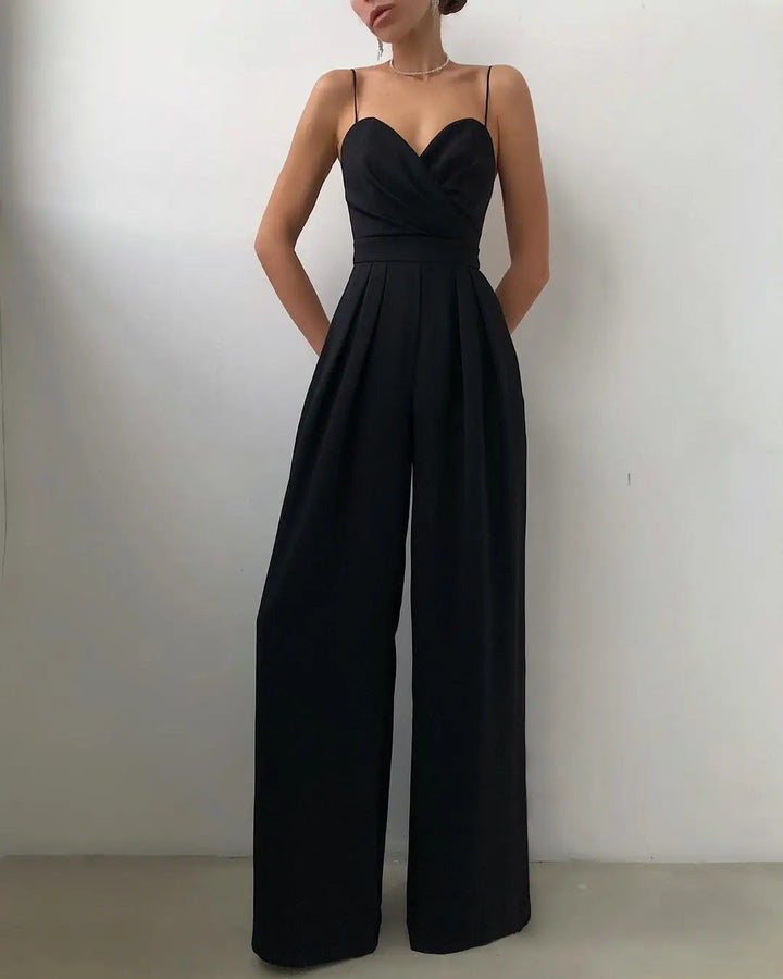 Levoire | Combinaison Sans Bretelles À Taille Haute Et Pantalons Larges Pour Femmes Noir