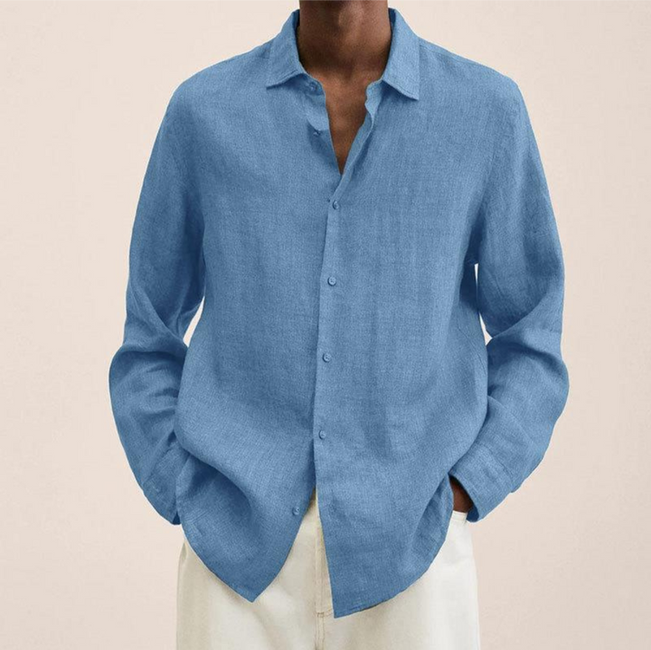 Levoire | Chemise En Lin FR Hommes Long Bleu clair