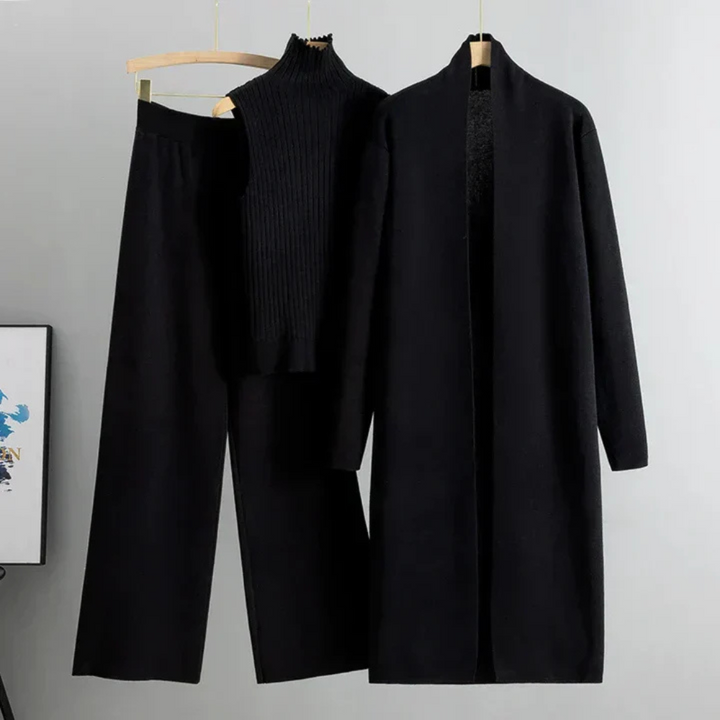 Levoire | Ensemble tricoté trois pièces pour femmes Noir Taille unique