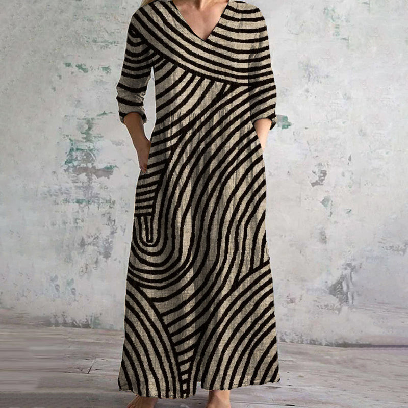 Levoire | Robe Rayée Vintage – Élégance Intemporelle Avec Une Touche Moderne