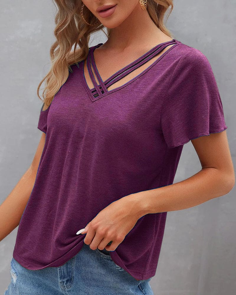 Levoire | T-Shirt Avec Un Décolleté Dans Une Couleur Unie