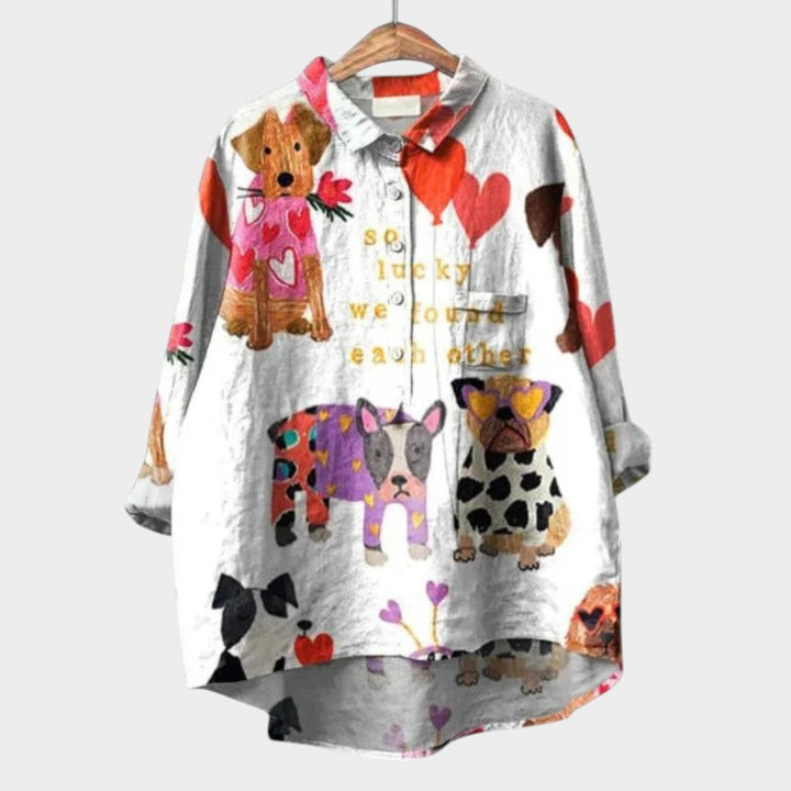 Levoire | Chemise Décontractée Avec Col Rond Chien 2