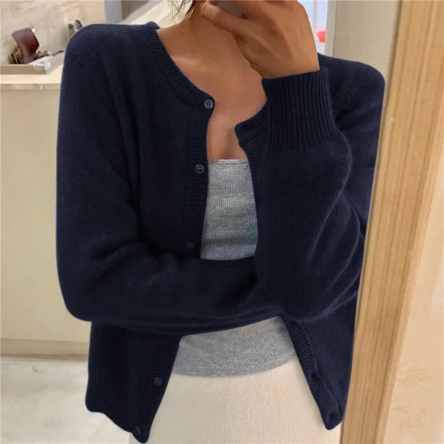 Levoire | Gilet Tricote Uni Pour Femmes, Parfait Pour Un Usage Quotidien Bleu fonce Taille unique