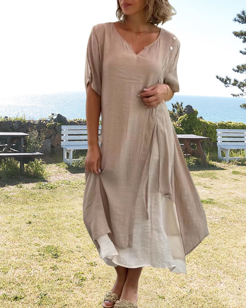 Levoire | Robe asymétrique à manches courtes et décolleté en V