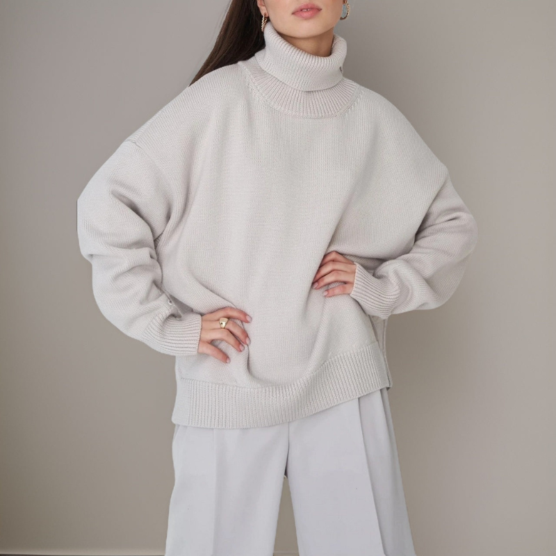 Levoire | Pull Col Roul Femmes Chaud Et Confortable Gris clair