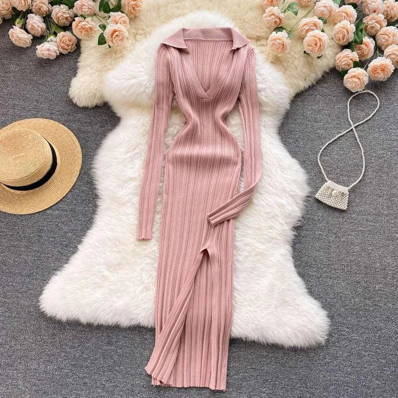 Levoire | Robe à manches longues en tricot extensible Rosa Une taille