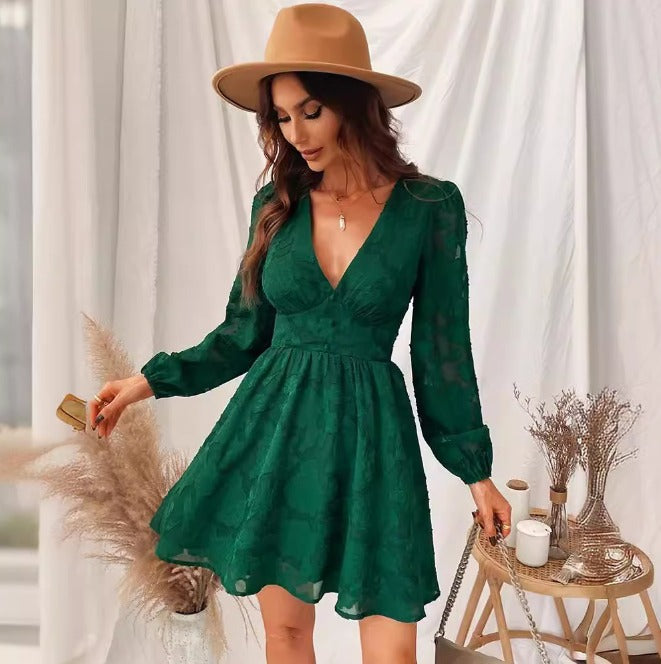 Levoire | Robe En Satin Délicat À Manches Courtes Vert