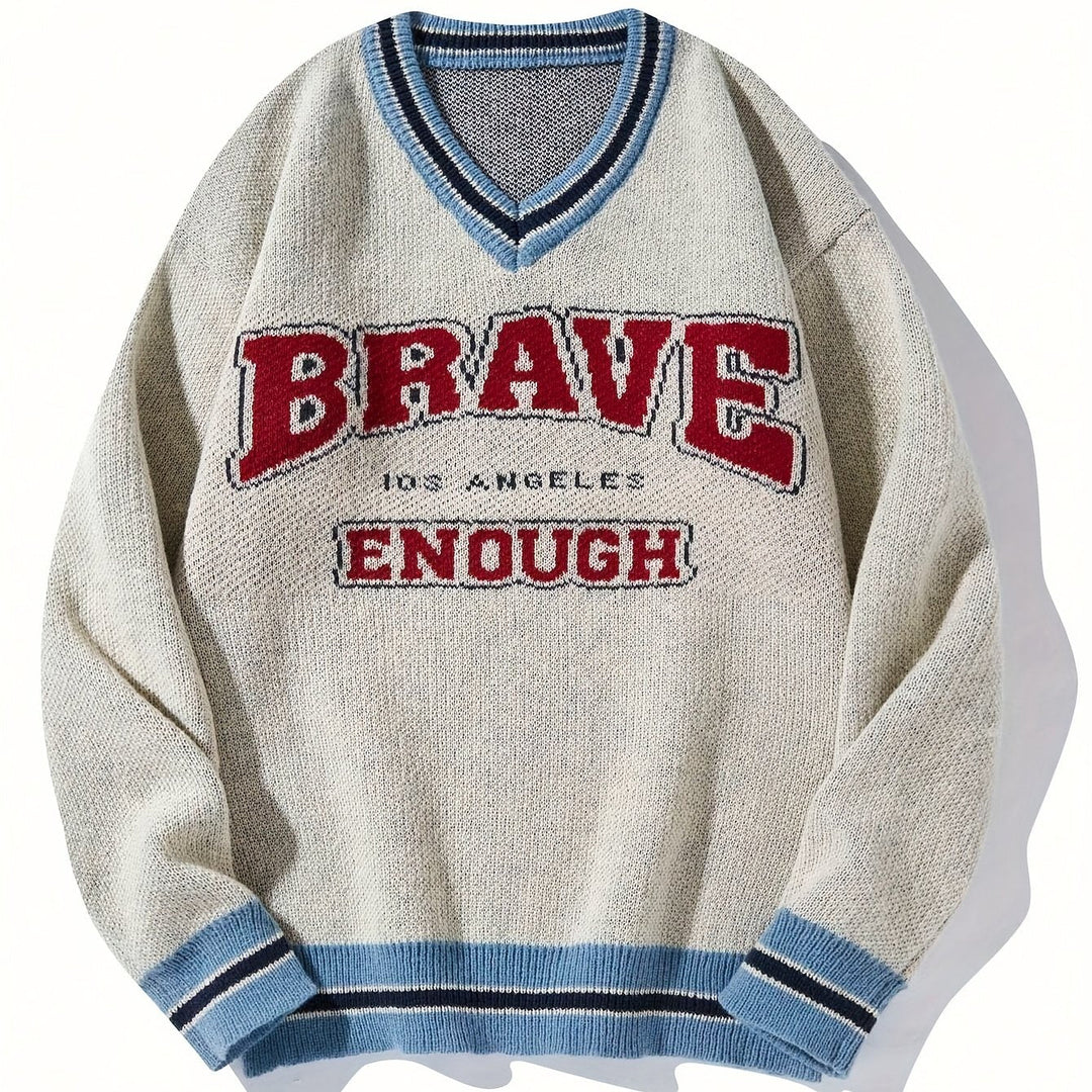 Levoire | Pull Rento V-Col Montant "Brave" Avec Impression