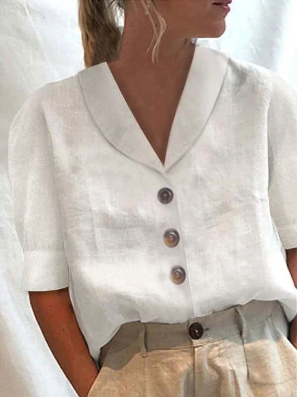 Levoire | Chemise Boutonnée Pour Femmes | Demi-manches Blanc
