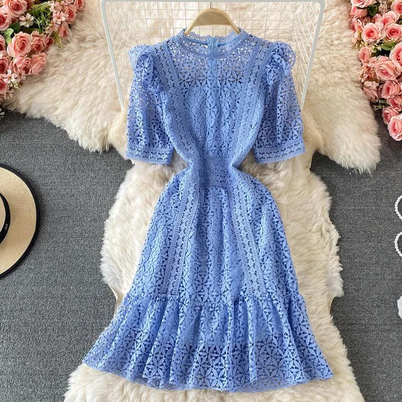 Levoire | robe courte avec col montant Bleu