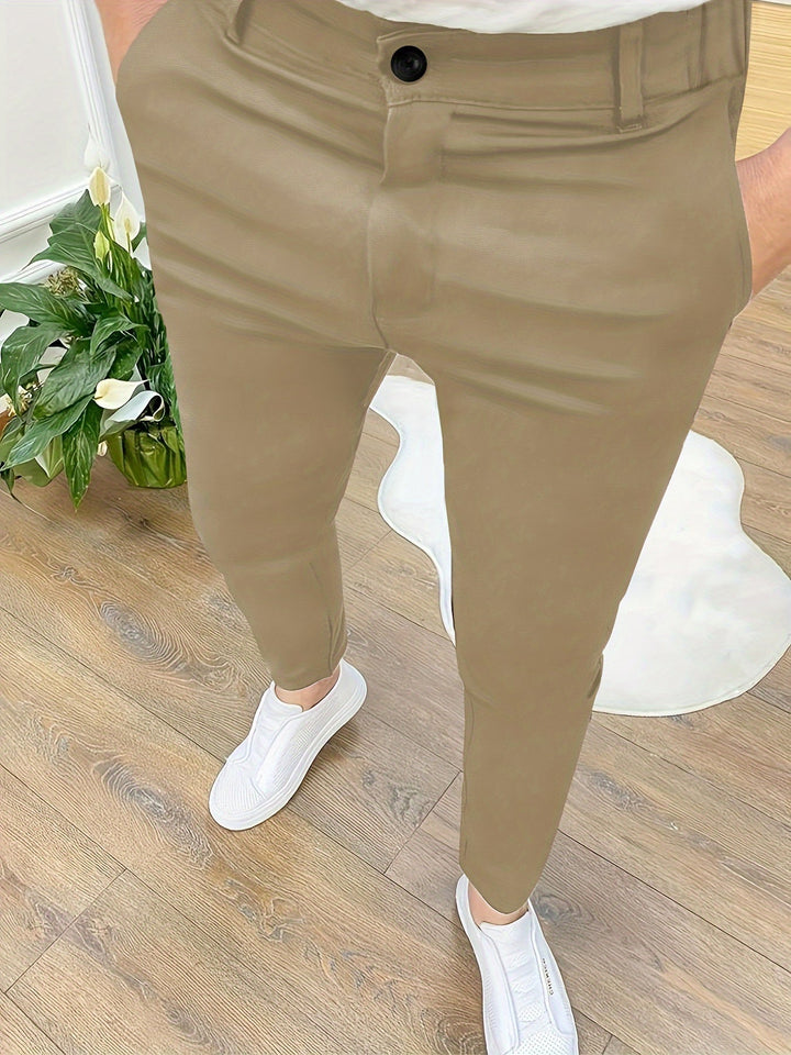 Levoire | Skinny Fit Pantalons Pour Hommes Avec Détails Zippés En Couleur Unie Khaki