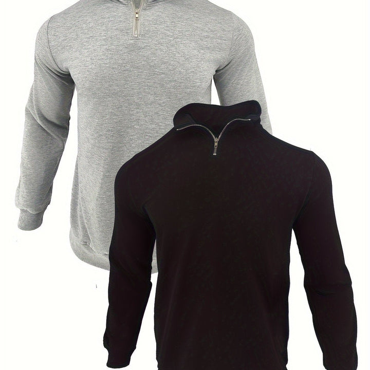 Levoire | Rento Sweatshirt Hommes Non Mélangé Avec Fermeture Éclair Mi-Longue, Manches Longues Noir Gris