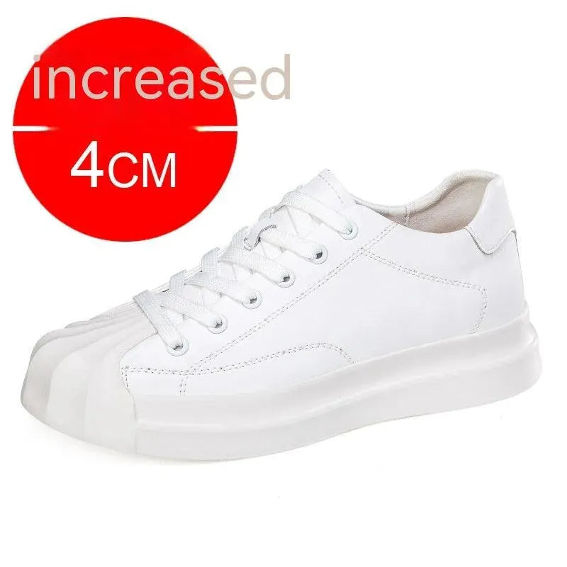 Levoire | Chaussure à talons pour hommes – Hauteur supplémentaire avec style Rabaissé 4CM Plat Blanc