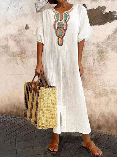 Levoire | Robe Longue À Manches Courtes Pour Femmes