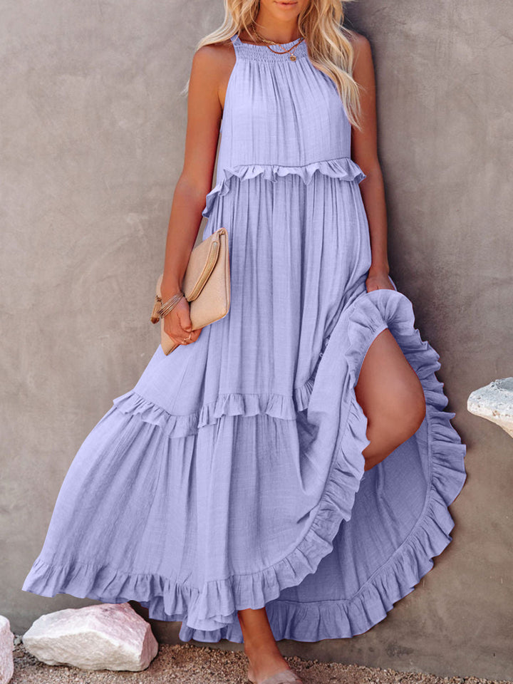 Levoire | Robe maxi sans bretelles avec volants Lila