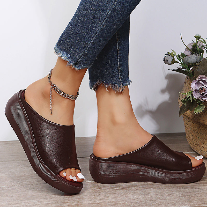Levoire | Sandales Compensées En Cuir Braun