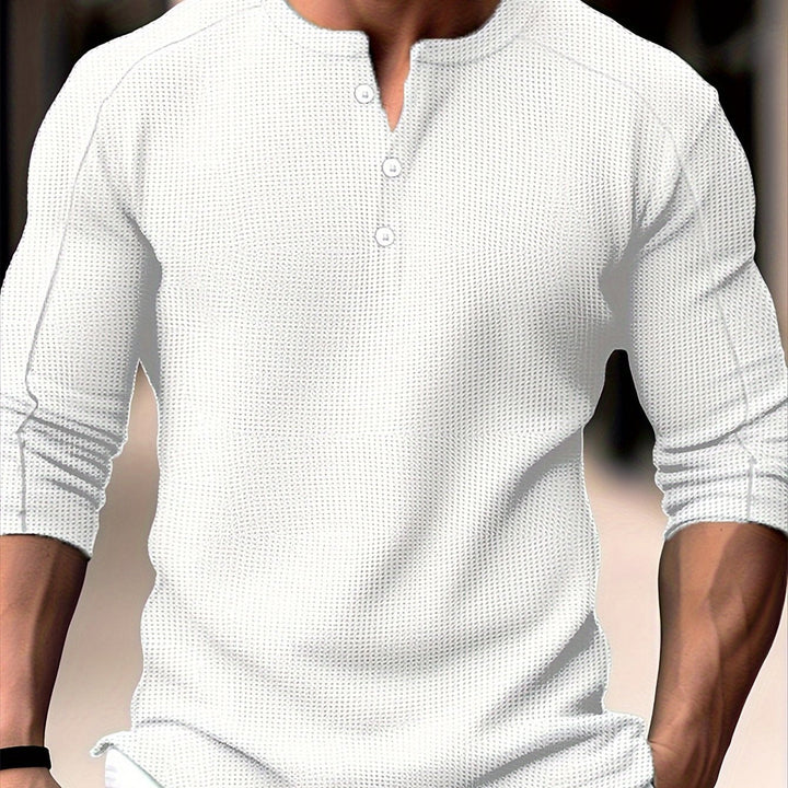 Levoire | T-Shirt Henley En Tricot Gaufré Homme Blanc