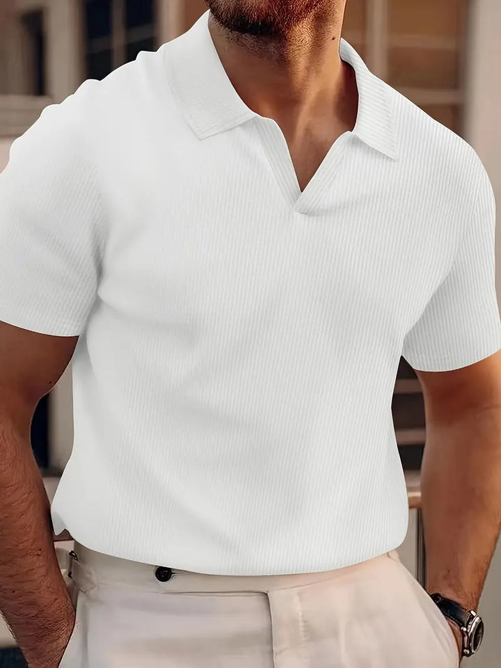Levoire | Polo T-Shirt Homme À Col En V En Maille Blanc