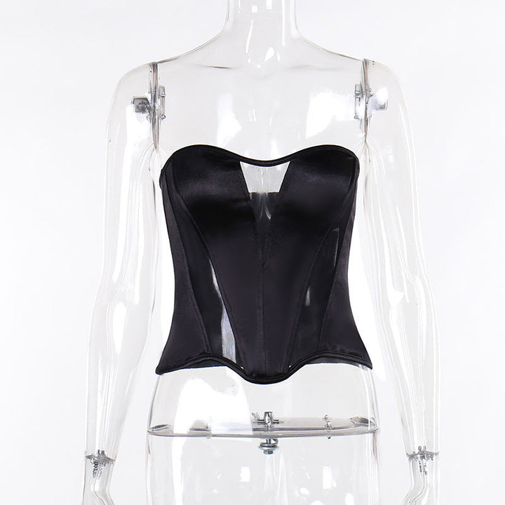Levoire | Top Corsetto à maille transparente Noir