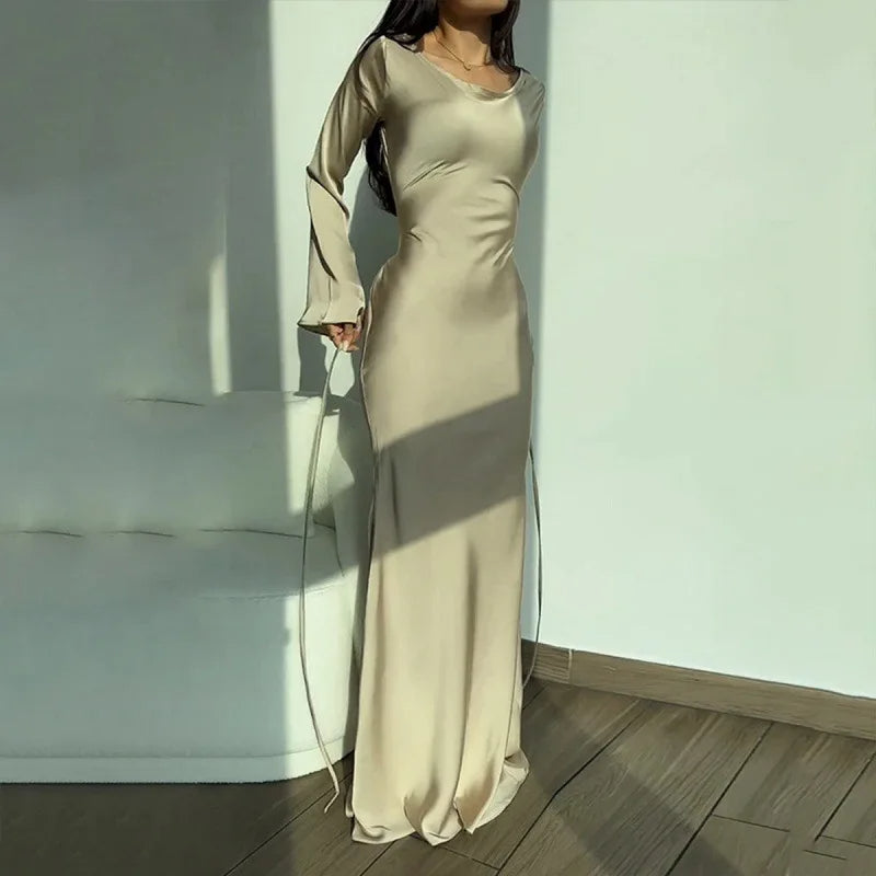 Levoire | Robe Longue Satinée Abricot