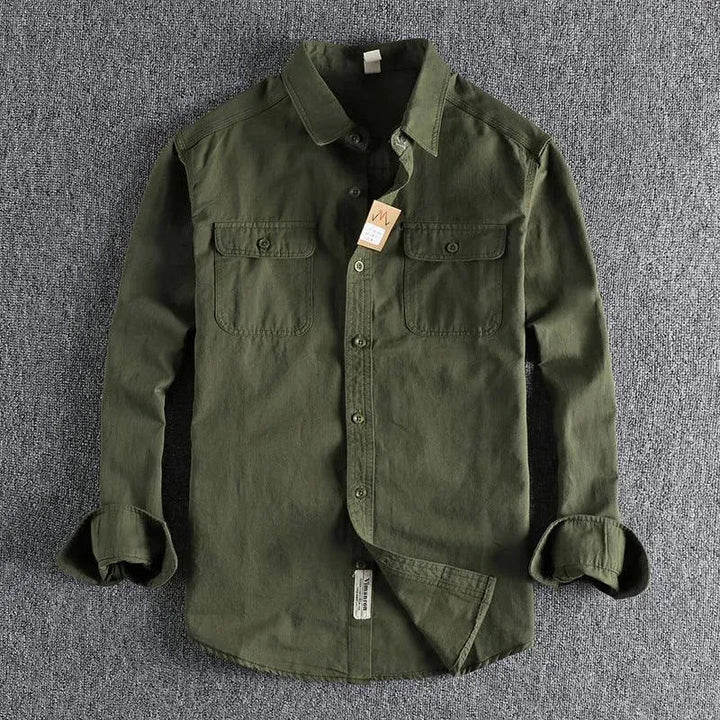 Levoire | Chemise à manches longues pour hommes multicolore Vert foncé