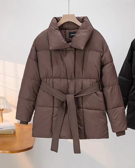 Levoire | Veste Matelassée Avec Revers Dans Une Couleur Simple Marron