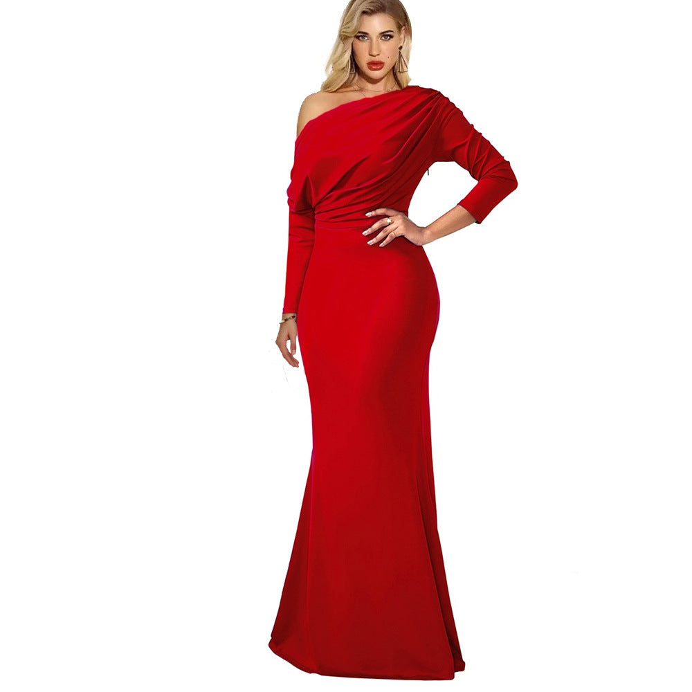 Levoire | Robe de soirée plissée à manches longues