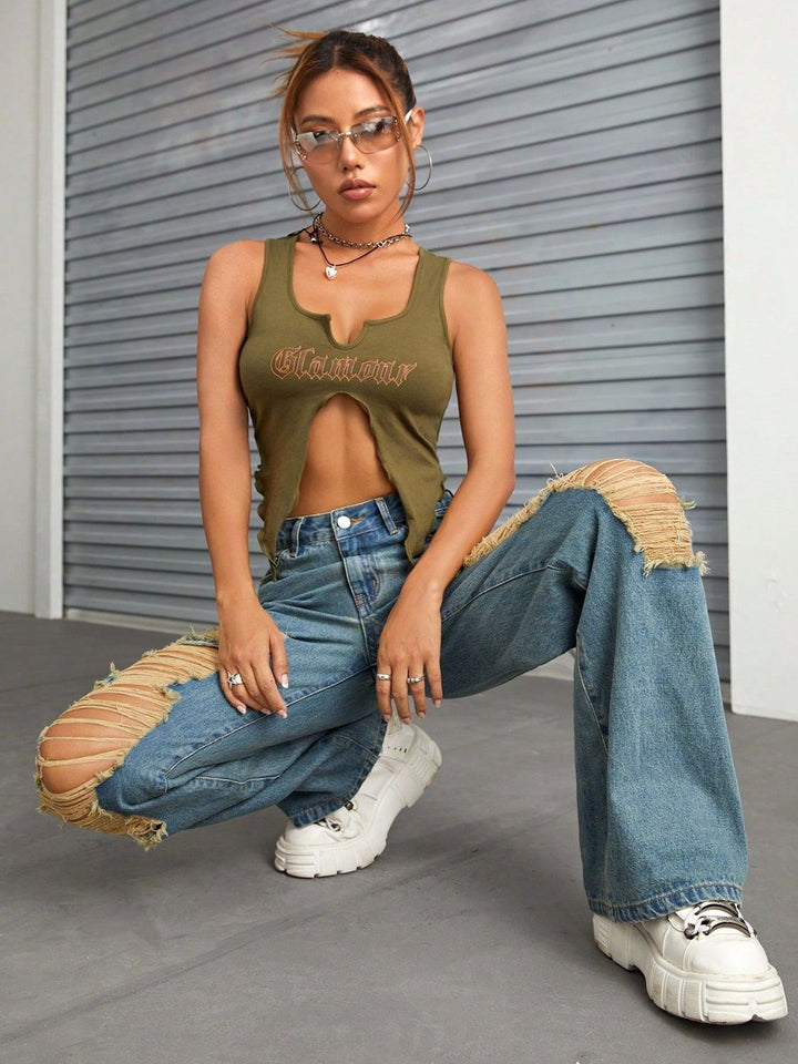 Levoire | Taille Féminine Pantalon Évasé En Jean Avec Poches