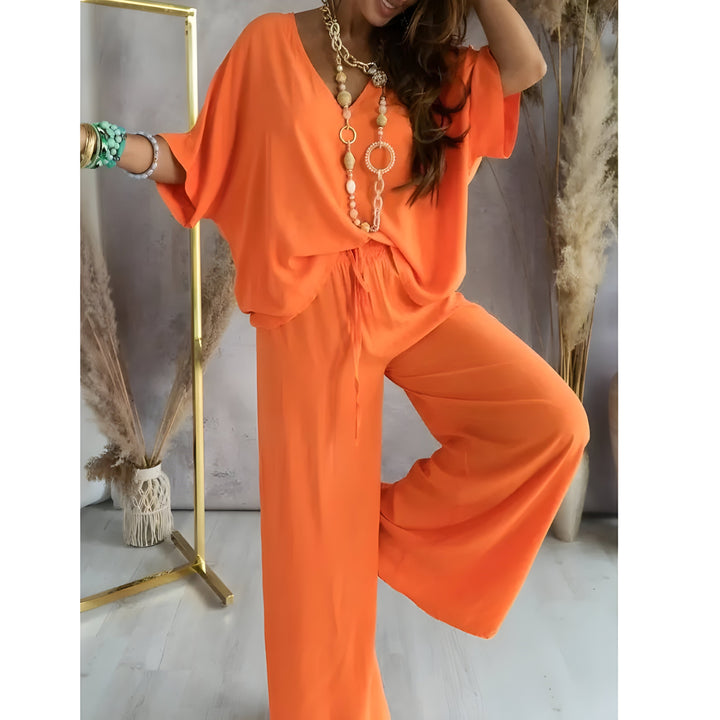 Levoire | Élégant Vêtements Amples Pour Femmes Ensemble Deux Pièces Orange