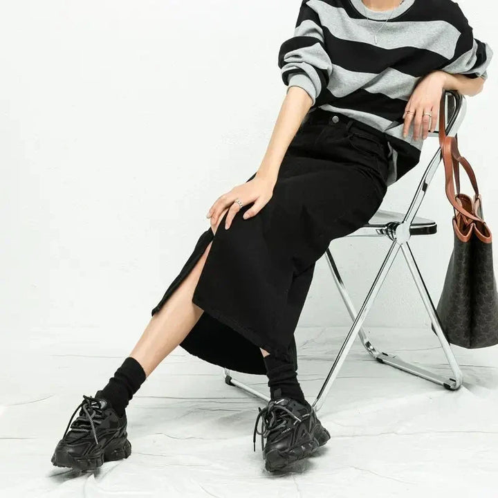 Levoire | Jupe En Denim Noir Moderne En A Pour Femmes