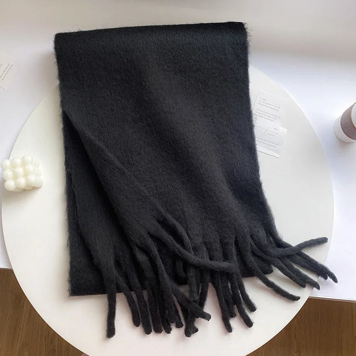Levoire | Écharpe De Luxe En Cachemire Pour Femme Avec Franges Schwarz