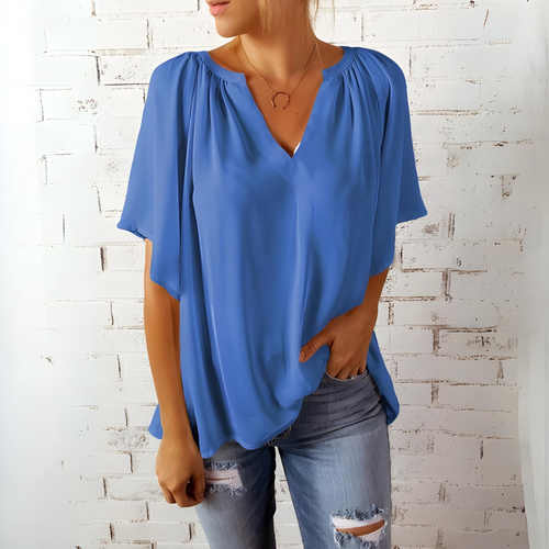 Levoire | Blouse Élégante Avec Col En V Et Manches Courtes