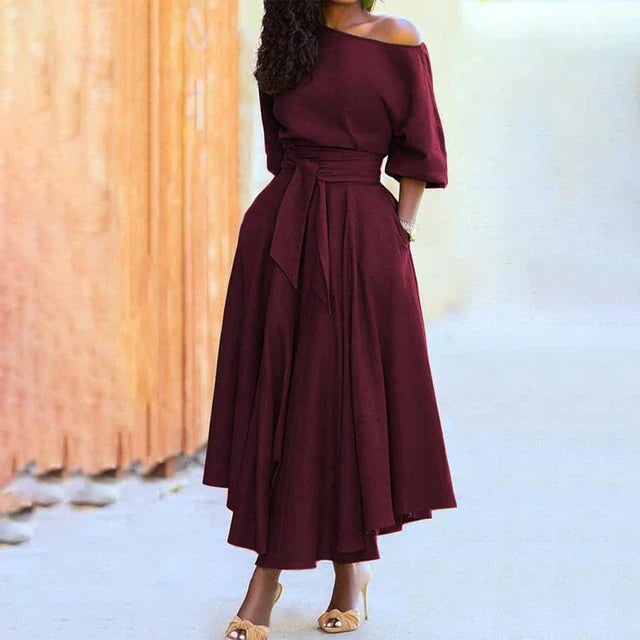 Levoire | Robe Élégante À Fente vin rouge