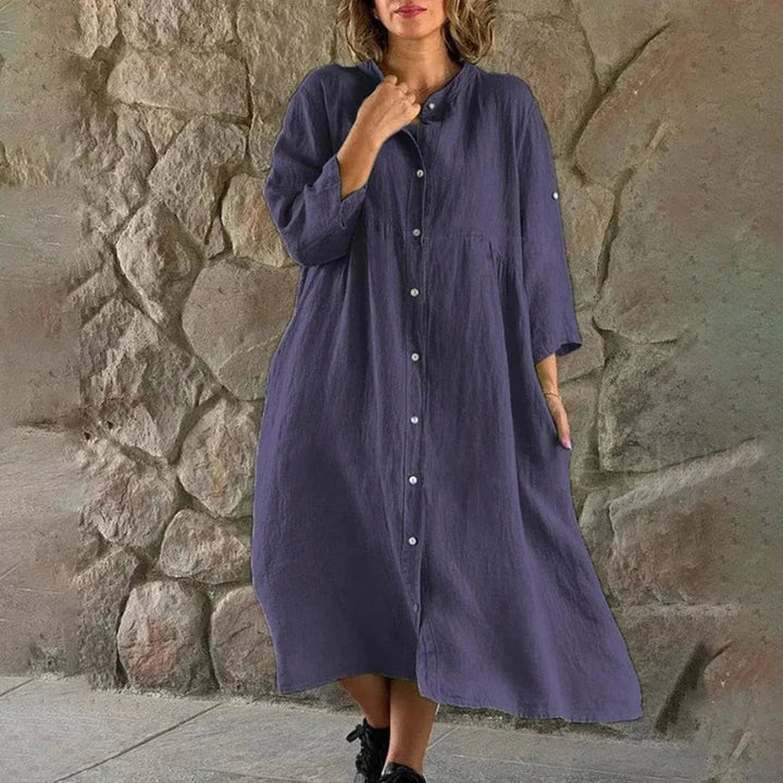Levoire | Robe Chemise À Coupe Locker En Lin Bleu foncé