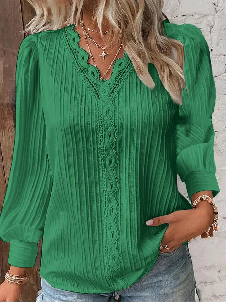 Levoire | Blouse Légère À Détails En Dentelle Vert