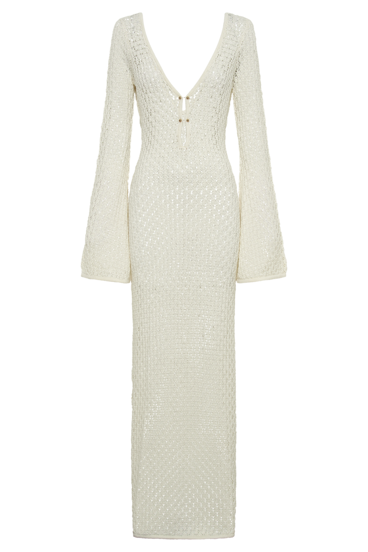 Levoire | Robe Maxi À Manches Cloche En Crochet Queue De Poisson