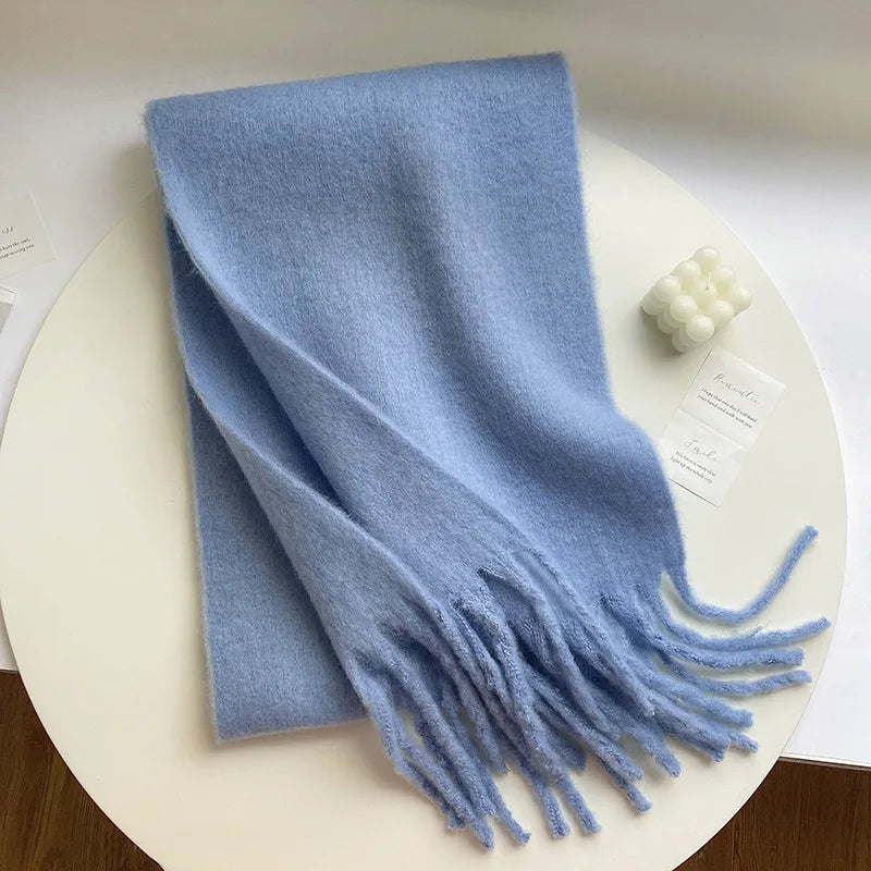 Levoire | Écharpe De Luxe En Cachemire Pour Femme Avec Franges Dunkelblau