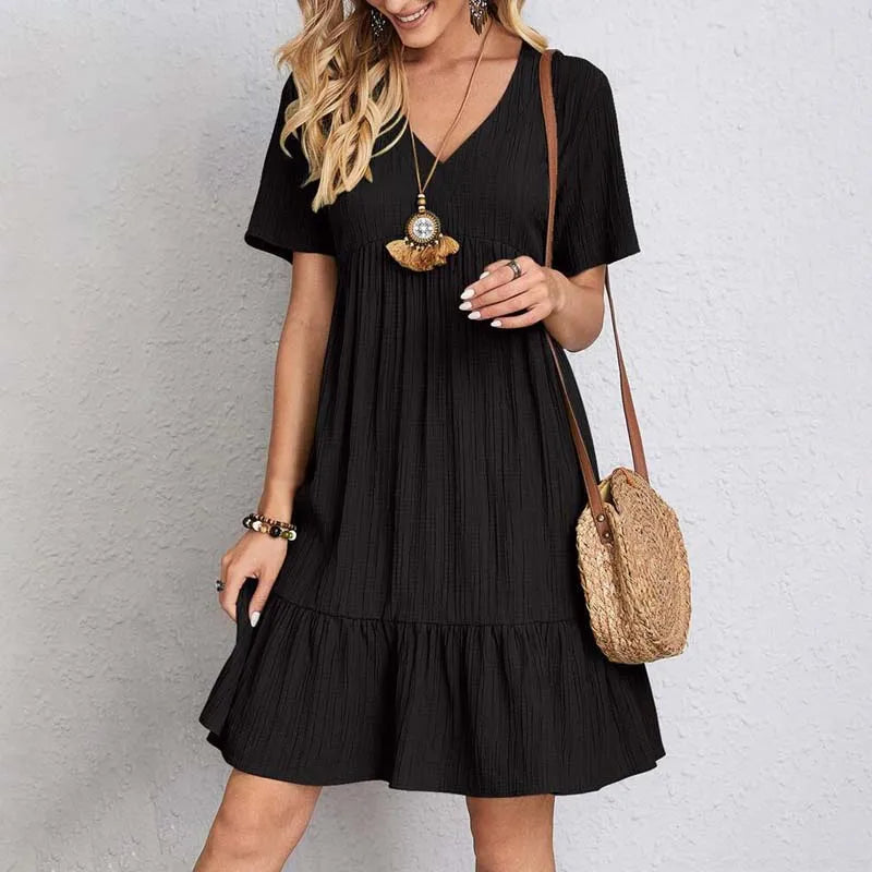 Levoire | Robe Mini À Décolleté En V De Loisirs Noir