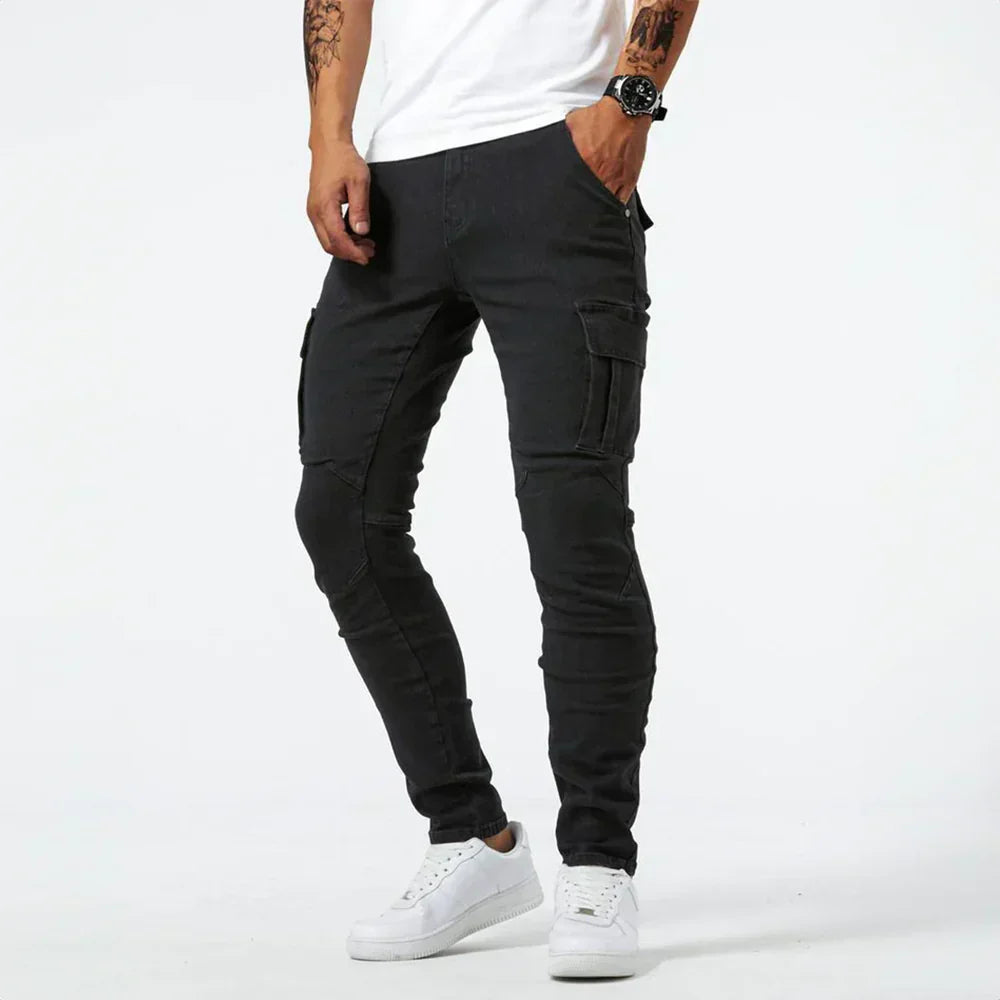 Levoire | Jeans cargo extensibles pour hommes Noir