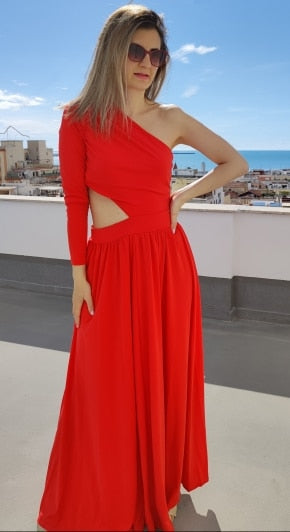 Levoire | Robe À Une Épaule À Manches Longues Avec Motif Découpé