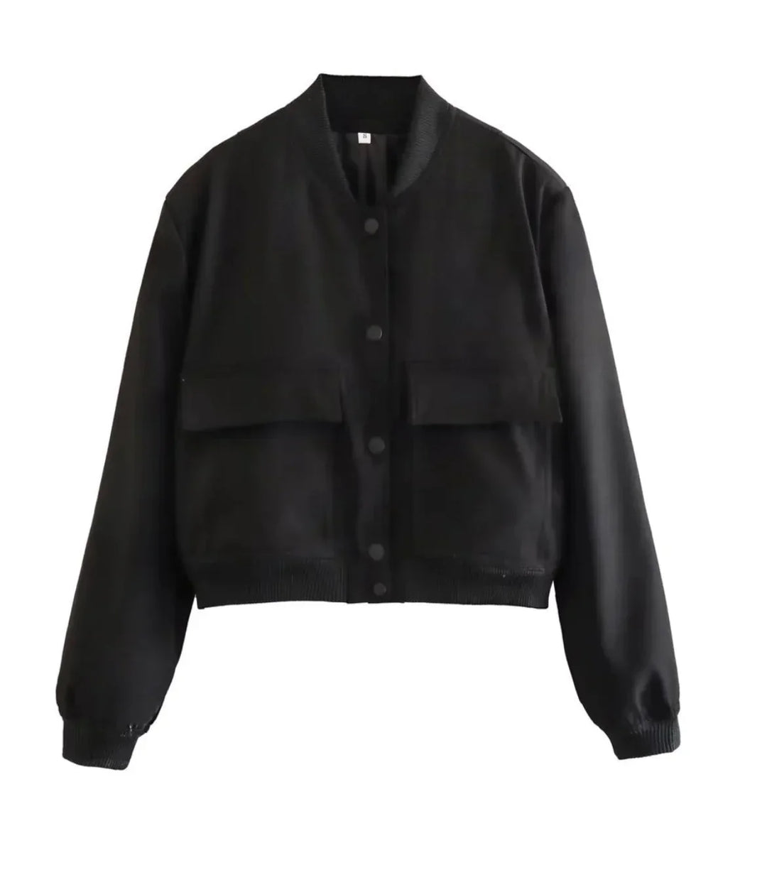 Levoire | Veste Bomber Raccourcie Élégante Pour Femmes Noir