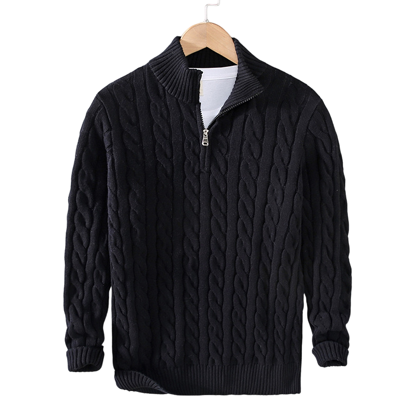 Levoire | Pull En Tricot De Luxe Avec Fermeture Éclair Moderne Noir