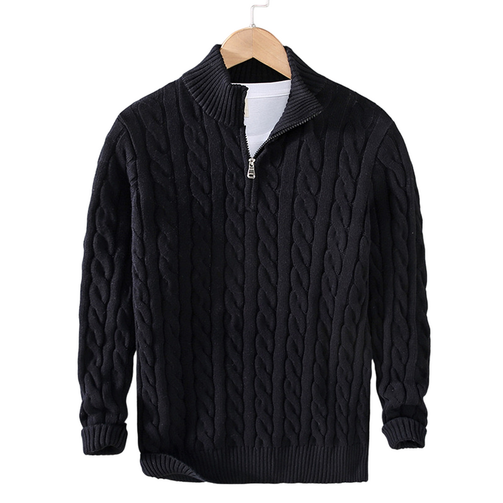 Levoire | Pull En Tricot De Luxe Avec Fermeture Éclair Moderne Noir