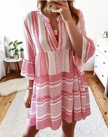 Levoire | Robe Avec Manches Amples Longueur Moyenne Rot