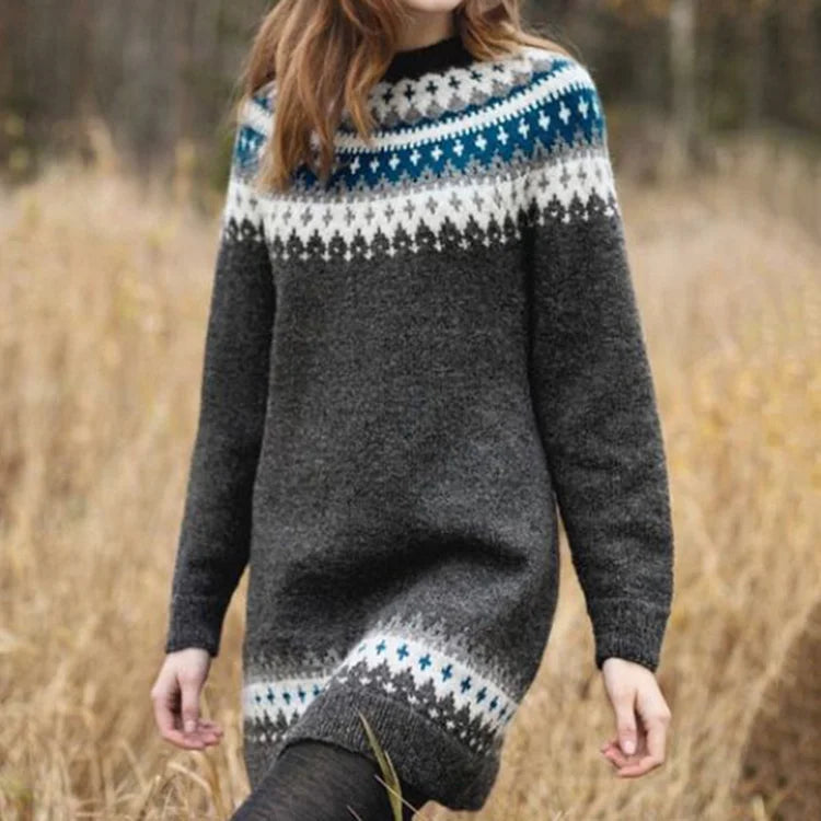 Levoire | Robe midi en tricot imprimée à col rond 2XL