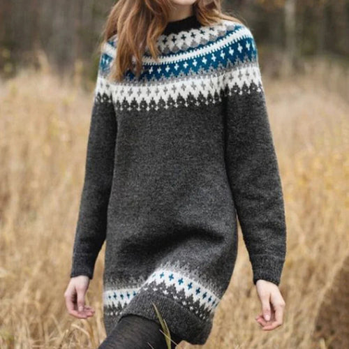 Levoire | Robe midi en tricot imprimée à col rond