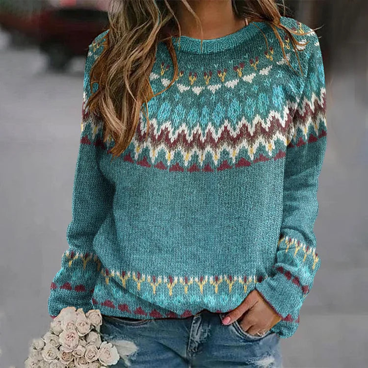 Levoire | Pull Avec Motif De Vagues Rétro Bleu