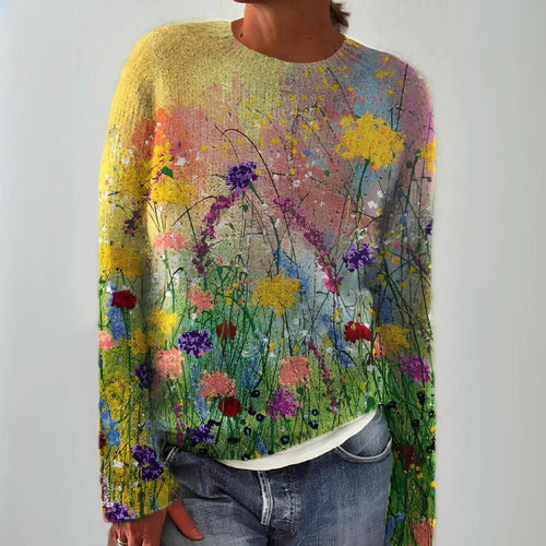 Levoire | Plus chaud Manches longues Col rond Imprimé floral Tricot