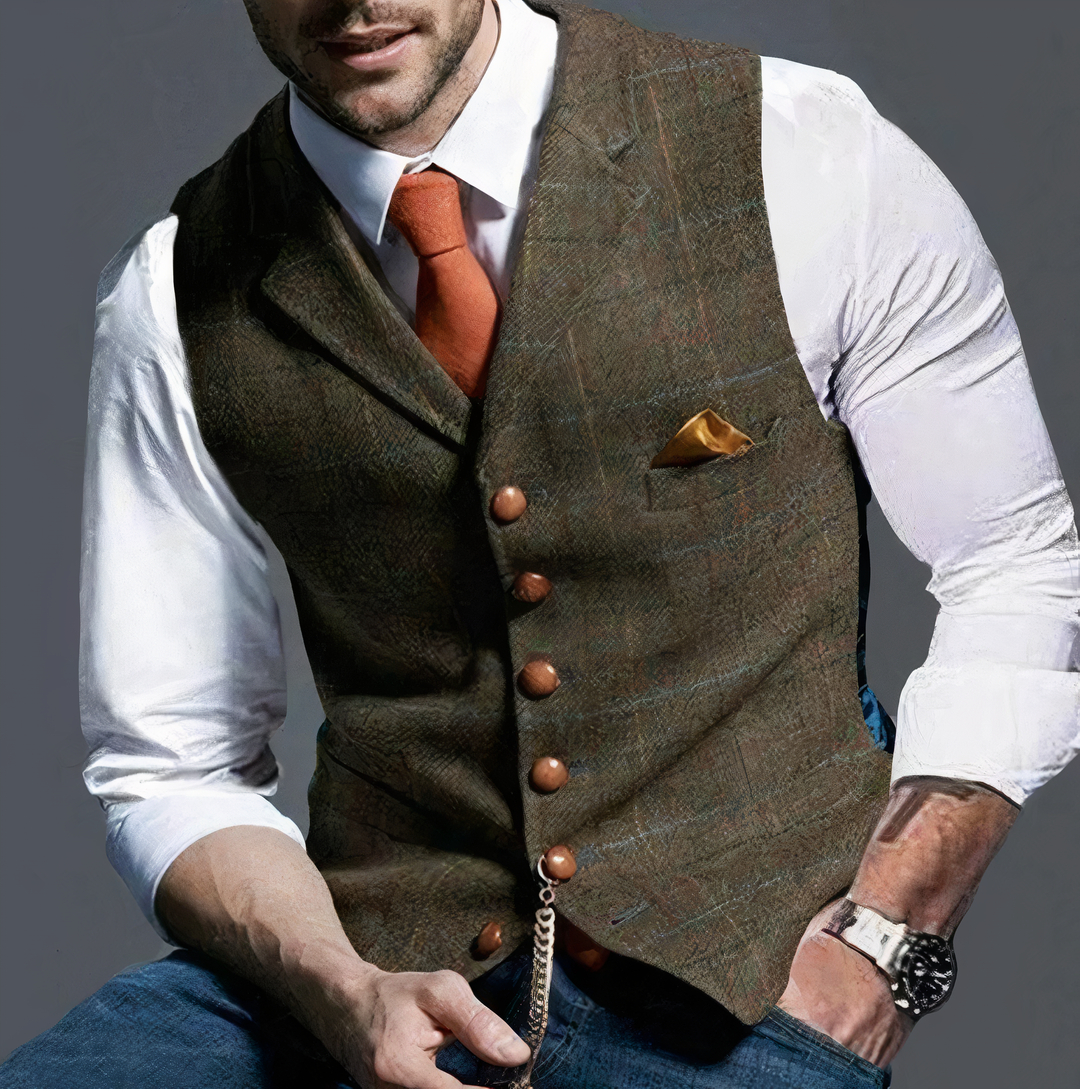 Levoire | Gilet Karo Pour Hommes Braun