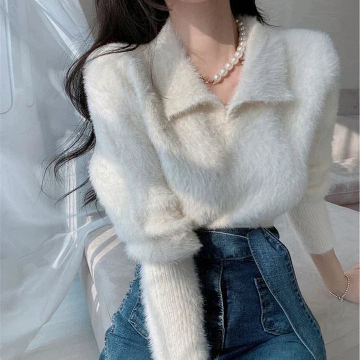 Levoire | Pull Avec Col Peter Pan Blanc Une taille pour tous